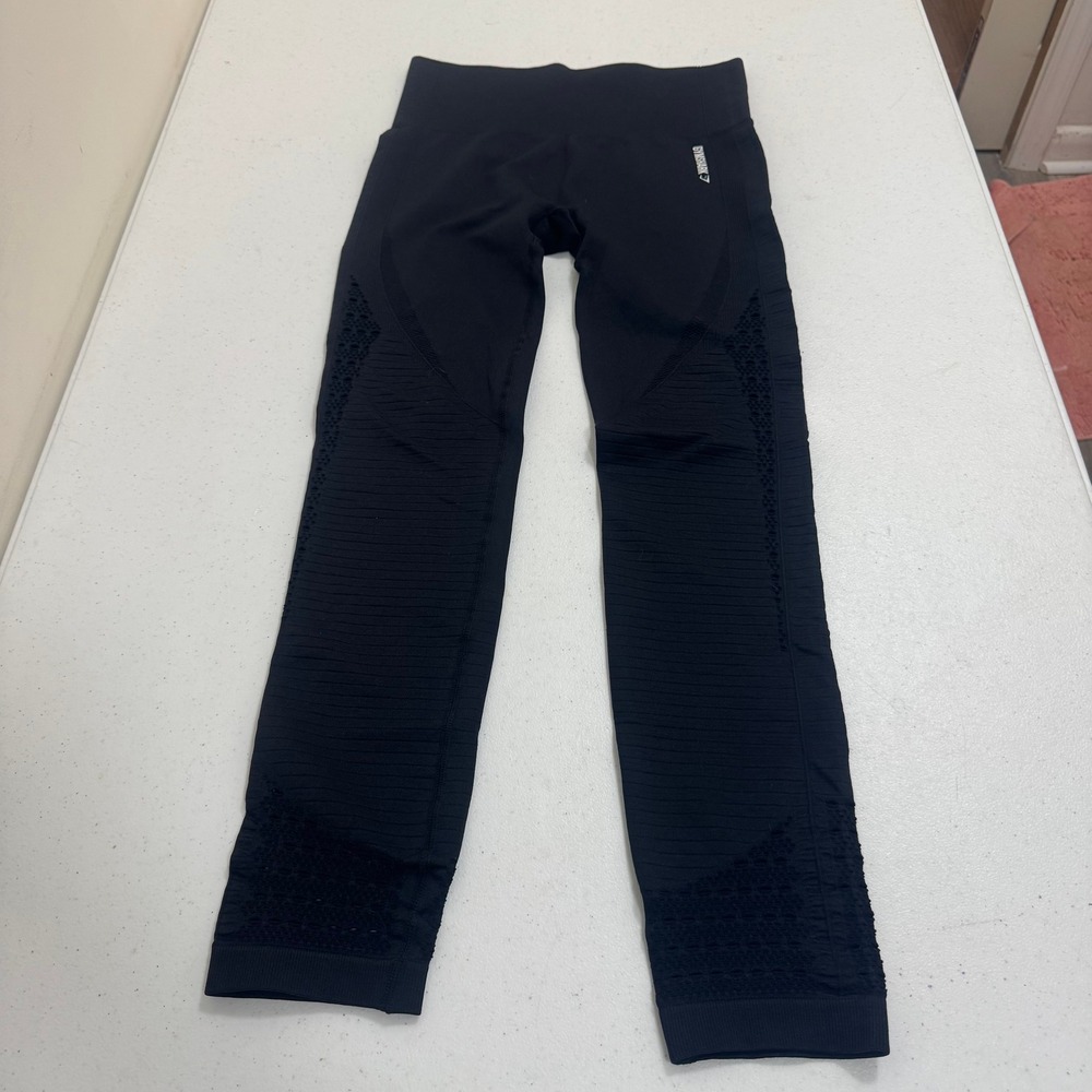 Gymshark Energy+ Seamless Leggings Black High Waisted Eyelet Detail Womens Small